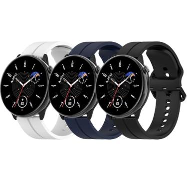 Imagem de 3 pulseiras compatíveis com Amazfit GTS/GTS2/GTS 3/GTS 2 mini/GTS 4 mini/GTS 4/GTR mini/Active, pulseiras de silicone de 20 mm para Amazfit Bip U Pro/Bip/Bip Lite/Bip S/Bip U/Bip 3/Bip 3 Pro