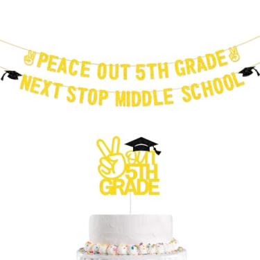 Imagem de Banner Peace Out 5th Grade, 5th Grade Graduation Decoration 2022, Boy Girl Kids Fifth Grade Graduation Party Decoration 2022