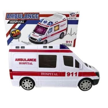 Imagem de Carrinho Ambulância Musical Infantil Bate e Volta Gira 360 Com Luzes L