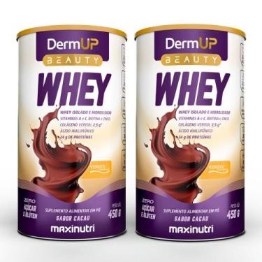 Imagem de Kit 2 DermUp Beauty Whey Sabor Cacau 450g Maxinutri