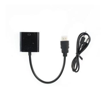 Imagem de Cabo Adaptador Conversor Hdmi Para Vga Monitor Audio C/ P2 - Tblack