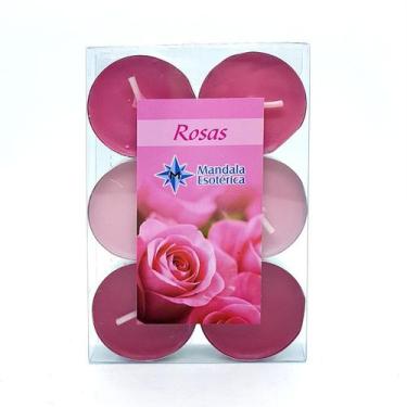 Imagem de Velas Aromáticas Para Rechô Importada 6 unidades Rosas - Mandala