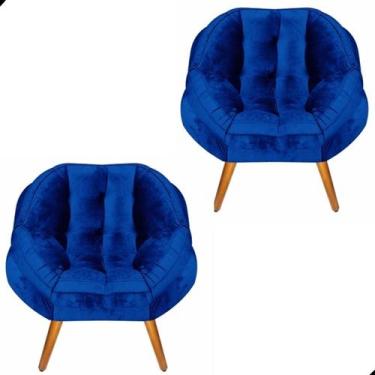 Imagem de Kit 2 Poltrona California Para Sala Veludo Amamentação Papai - Fina Mo