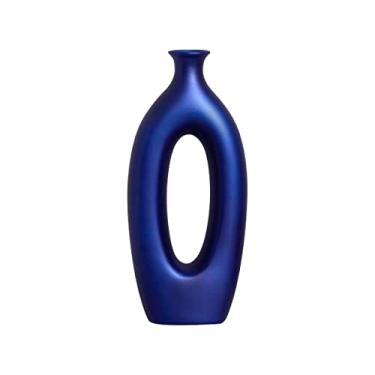 Imagem de Vaso Decorativo de Cerâmica Azul Royal Taj Grande para Enfeite de Mesa