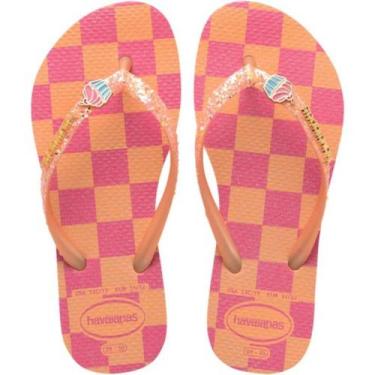 Imagem de Chinelo Havaianas Slim Glitter II  Infantil - Laranja e Rosa, 31/32