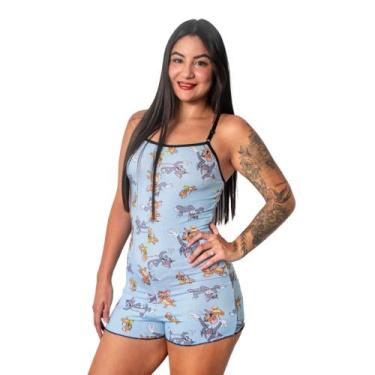 Imagem de Macaquinho Pijama Estampado Temático Divertido Ondinha Regulável Roupa