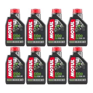 Imagem de Óleo Lubrificante Semissintético moto Motul 5100 10w-30 1L Moto 4T (8 Litros) Pronta Entrega