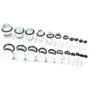 Imagem de Twolobes 12 peças/10 peças/6 peças kits de alongamento de vidro alargador curto afunilado com anéis de vedação de borracha, 1,6-12 mm (14G-00G) alargadores de orelha tamanho completo, alargadores de