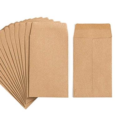Imagem de Pacote com 100 envelopes para moedas pequenas Kraft autoadesivas, mini peças, pequenos itens, selos, pacotes de armazenamento, envelopes para jardim, escritório ou (6,5 cm × 8,8 cm) (100)