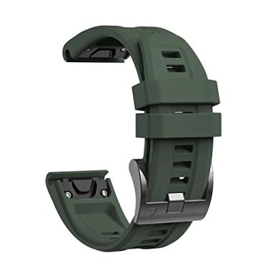 Imagem de lepmok Pulseiras de relógio Garmin Fenix 7X, pulseira de silicone de ajuste rápido de 26 mm para smartwatch Garmin Fenix 6X, Fenix 5X (verde escuro)