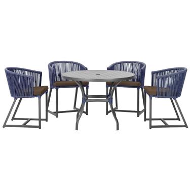 Imagem de Mesa com 4 Cadeiras de Jantar Roma 100cm e Noronha em Aluminío