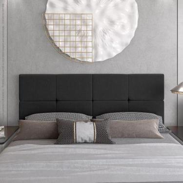 Imagem de Kit 2 Mesa de Cabeceira Gabriela P/ Quarto - Branca + Cabeceira Dubai 