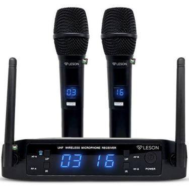 Imagem de Microfone Duplo Sem Fio UHF Profissional Dinâmic LS916 Leson