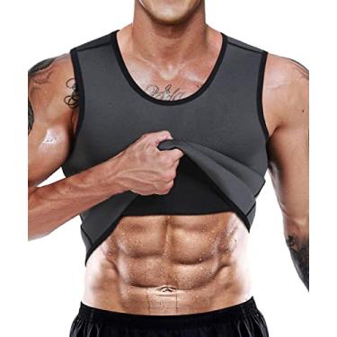 Imagem de NonEcho Colete masculino de neoprene modelador de cintura sauna academia moletom quente camiseta de treino modelador corporal sem zíper