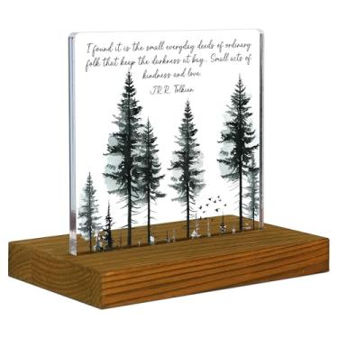 Imagem de FTONENI Eu Descobri Que São Os Pequenos Atos Comuns, Placa De People Jrr Tolkien, Arte Floresta Com Inspiração Boho, Bondade E Amor, Decoração Mesa Acrílico Suporte Madeira - Fsa064