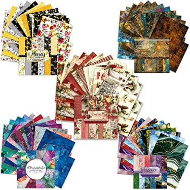 Imagem de BLEDS 60 Designs De Papel Para Scrapbook, 120 Folhas Scrapbook Artesanal, Bloco 6" X Com Estampa Floral Colorida Vintage, Impressão Um Lado, Suprimentos Diário, Fazer Cartões, Arte Decorativa