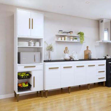 Imagem de Cozinha Compacta Campo Grande 7 Portas 4 Gavetas Nature - Kaiki Móveis