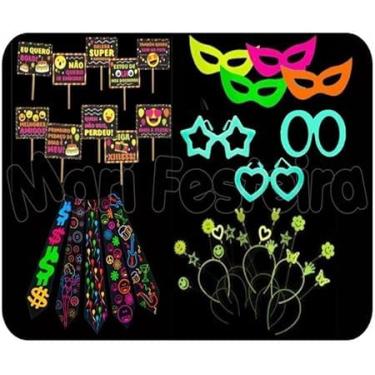 Imagem de Kit Festa Neon Balada Brilha na Luz Negra 50 Itens