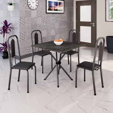 Imagem de Conjunto Sala de Jantar com 4 Cadeiras Lívia Preto/Prata