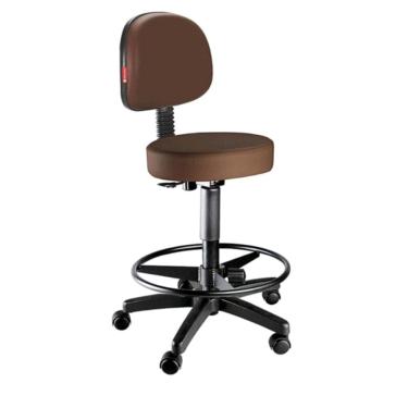 Imagem de Cadeira mocho caixa alta com rodinhas corano marrom