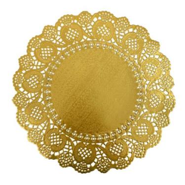 Imagem de Papel rendado doilie 10cm dourado porta copo xícara c/20 un - PP