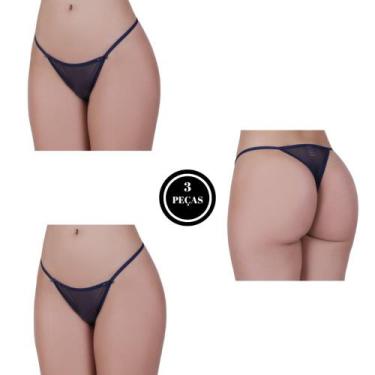 Imagem de Kit 3 Calcinha Fio Tanga Tule Transparente - c3 KIT 3 LUANA - TERRA E 