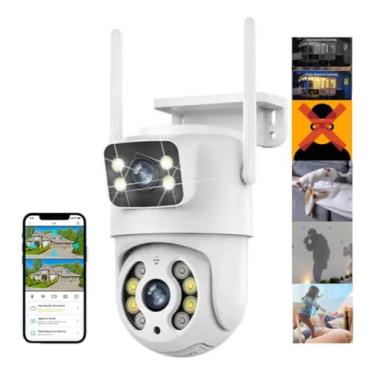 Imagem de Câmera de Segurança Wi-Fi 3MP Dual Lens com Visão Noturna Full Color, IP66, Compatível com SD 128GB(Não Incluso)