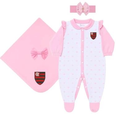 Imagem de Kit Maternidade Flamengo Corações Com Manta Oficial