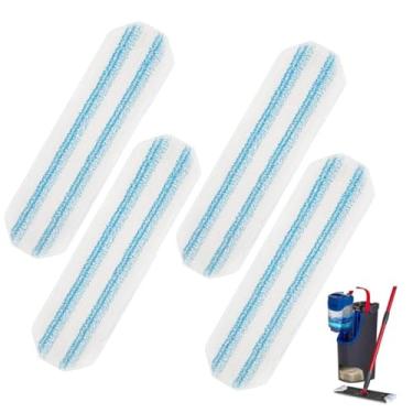 Imagem de Pacote com 4 almofadas de esfregão reutilizáveis compatíveis com o sistema O-Cedar/Vileda H2prO, refis de almofadas de microfibra, laváveis na máquina até 100 vezes, uso seco e úmido adequado para