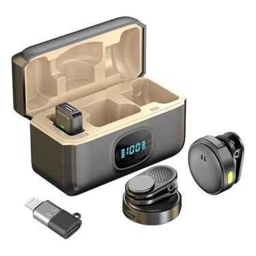 Imagem de Microfone Lapela Sem Fio Magnético Android e IOS Duplo Ante Ruído