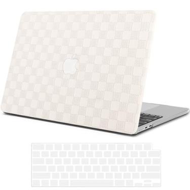Imagem de iPAPA Compatível com MacBook Air de 15 polegadas 2025 2024 2023 versão M4 M3 M2 A3241 A3114 A2941, capa rígida de couro elegante para laptop + capa de teclado para Mac Air de 15 polegadas, grade de