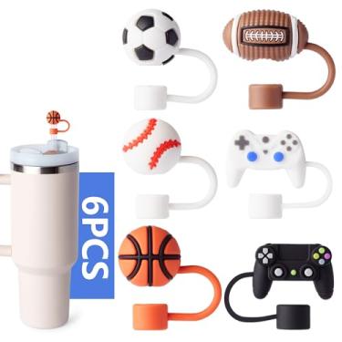 Imagem de Capas de canudo de beisebol de 6 peças para Stanley Cup, tampa de canudo de 0,4 pol/10 mm de diâmetro, compatível com copo Stanley 20 30 e 40 0z, tampas de canudo à prova de poeira para garrafa de