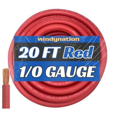 Imagem de WNI 1/0 Calibre 20 pés Vermelho 1/0 AWG Ultra Flexível Solda Bateria Cabo Cobre Cabo - Feito nos EUA - Carro, Inversor, RV, Solar