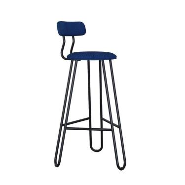 Imagem de Conjunto 4 Banquetas Alta Ginger Com Encosto Azul Jeans City