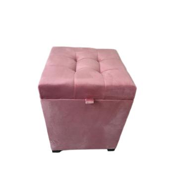 Imagem de Puff Baú Siena 36x36x47 em Suede Rosa Claro – Elegância e Conforto