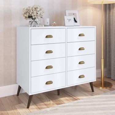 Imagem de Cômoda 8 Gavetas para Dormitório em Mdp Branco