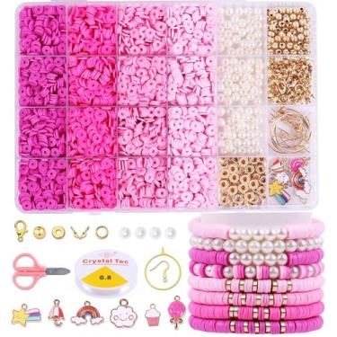 Imagem de Kit Clay Beads Wullgess 3500 unidades para pulseiras feitas de rosa - 