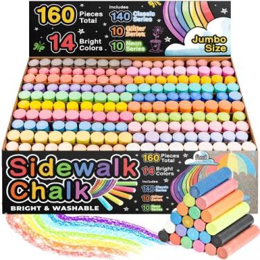 Imagem de Sidewalk Chalk Fat Zebra Designs 160 unidades 14 cores + 10 glitter + 