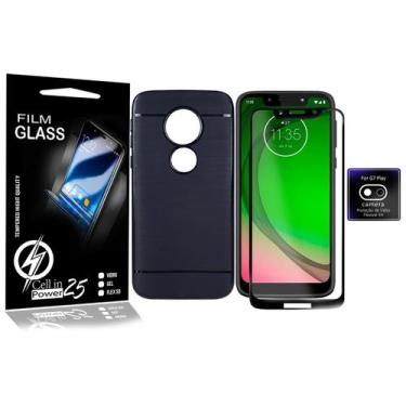 Imagem de Capa Emborrachada Moto G7 Play XT1952 5.7 + Película 3d + Câmera - Cel