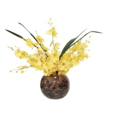 Imagem de Arranjo flores de orquídeas chuva de ouro amarelas e vaso - La Caza St