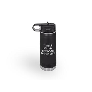 Imagem de SpreadPassion Garrafa de água de handebol, garrafas pretas de aço inoxidável gravadas a laser, presente para handebol, ideia de presente de aniversário e Natal