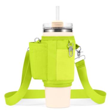 Imagem de STAISE Bolsa de transporte para garrafa de água com bolso para celular Stanley Copo de 100 ml, bolsa de neoprene com suporte de água com alça transversal ajustável para acessórios de bolsa Stanley