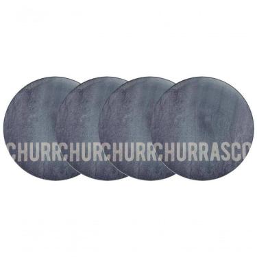 Imagem de Conjunto De Pratos Raso Tramontina Churrasco Stone 4 Peças Em Porcelana 28cm