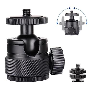 Imagem de Mini cabeça esférica, suporte panorâmico universal de alumínio CNC para câmera de ação DSLR compacta para celular com anel de luz de LED monopé deslizante, carga máxima de 2 kg