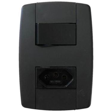 Imagem de Kit 2 Conjunto Interruptor Simples + Tomada 10A 250V Preta