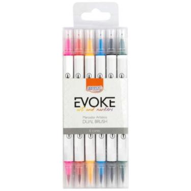 Imagem de Marcador Artístico Evoke Dual Brush Pen - Blister C/ 6Cores