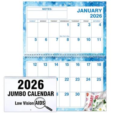 Imagem de Fullhawl Calendário de parede jumbo 2025, calendário de baixa visão, calendário com impressão grande, 43 cm x 55 cm, calendário colorido para pendurar 12 meses, calendário de grade grande, janeiro de