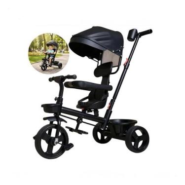 Imagem de Triciclo Carrinho Com Empurrador Confort Preto Infantil - Jhamba