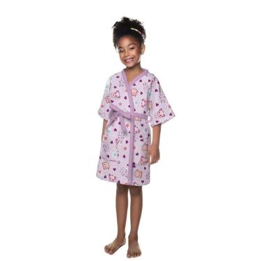 Imagem de Roupao Aveludado Infantil Quimono Estampado Pet Love G