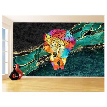 Imagem de Papel De Parede Animais Pop Art Lobo Colorido 3,5M Pxa590